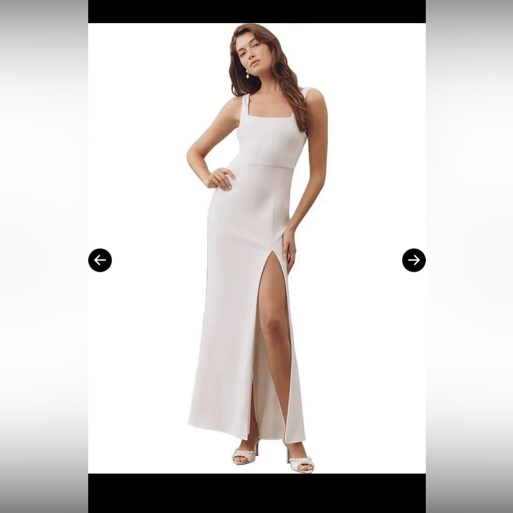 NWT BHLDN Blake Sheer Square-Neck Stretch Crepe Gown